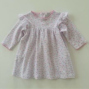 Kissy Kissy 9 Months Baby Girl Pink Blue Heart Ruffle Dress Pima Cotton